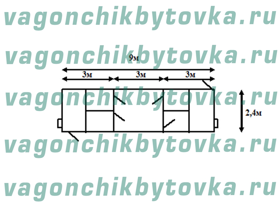Металлический вагончик 9м под офис Металлический вагончик 9м под офис